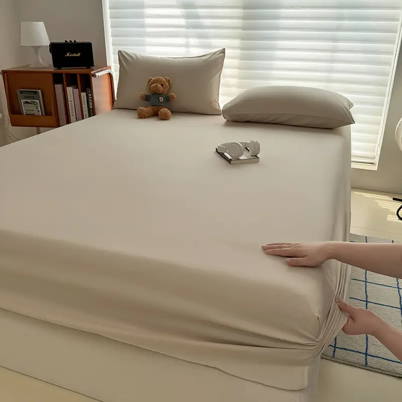 Washed Cotton Fitted Sheet, All-Inclusive Bed Cover, Mattress Protector, Pure Cotton, Pure Cotton Texture Dust Cover, Foreign Trade Cross-Border Export