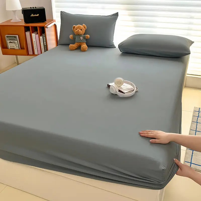 Washed Cotton Fitted Sheet, All-Inclusive Bed Cover, Mattress Protector, Pure Cotton, Pure Cotton Texture Dust Cover, Foreign Trade Cross-Border Export