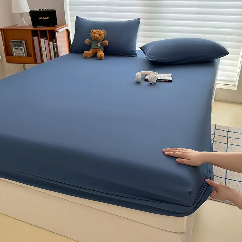 Washed Cotton Fitted Sheet, All-Inclusive Bed Cover, Mattress Protector, Pure Cotton, Pure Cotton Texture Dust Cover, Foreign Trade Cross-Border Export