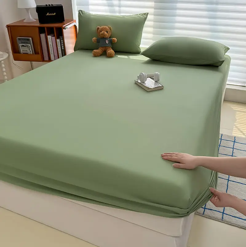 Washed Cotton Fitted Sheet, All-Inclusive Bed Cover, Mattress Protector, Pure Cotton, Pure Cotton Texture Dust Cover, Foreign Trade Cross-Border Export