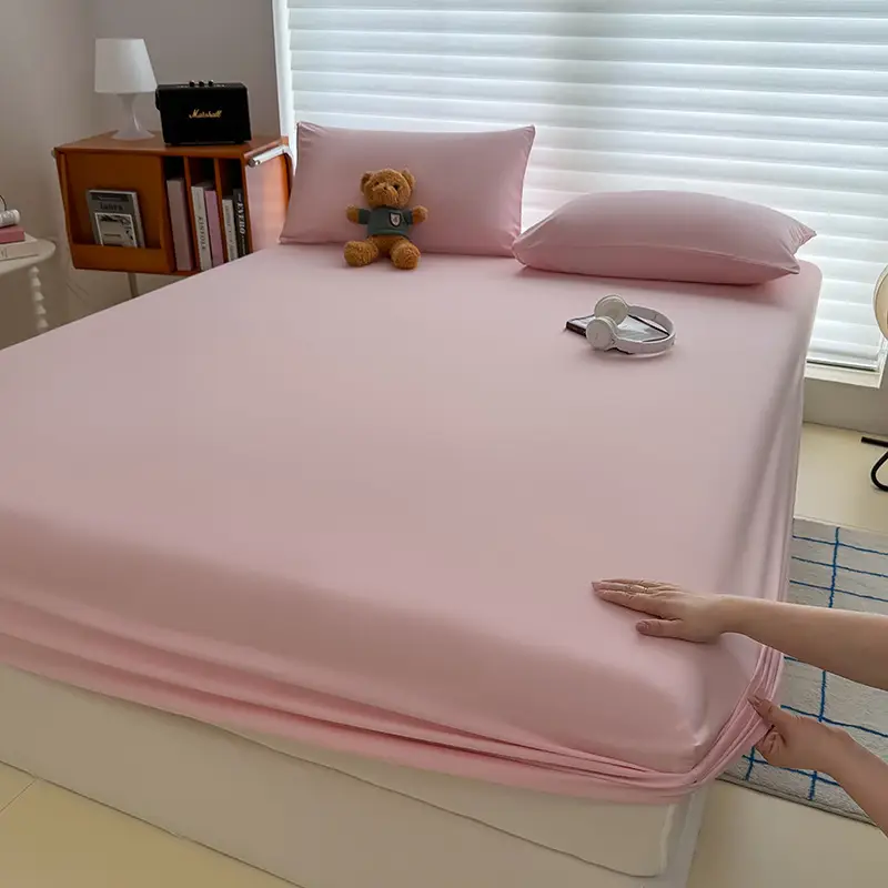 Washed Cotton Fitted Sheet, All-Inclusive Bed Cover, Mattress Protector, Pure Cotton, Pure Cotton Texture Dust Cover, Foreign Trade Cross-Border Export