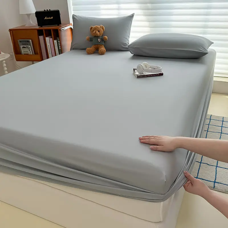 Washed Cotton Fitted Sheet, All-Inclusive Bed Cover, Mattress Protector, Pure Cotton, Pure Cotton Texture Dust Cover, Foreign Trade Cross-Border Export