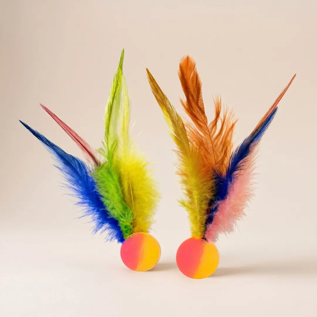 Cat Toy Feather Funny Cat Elastic Ball Stick Self-Pleasure and Boredom Relief Artifact Cat Interactive Energy-Consuming Pet Toy