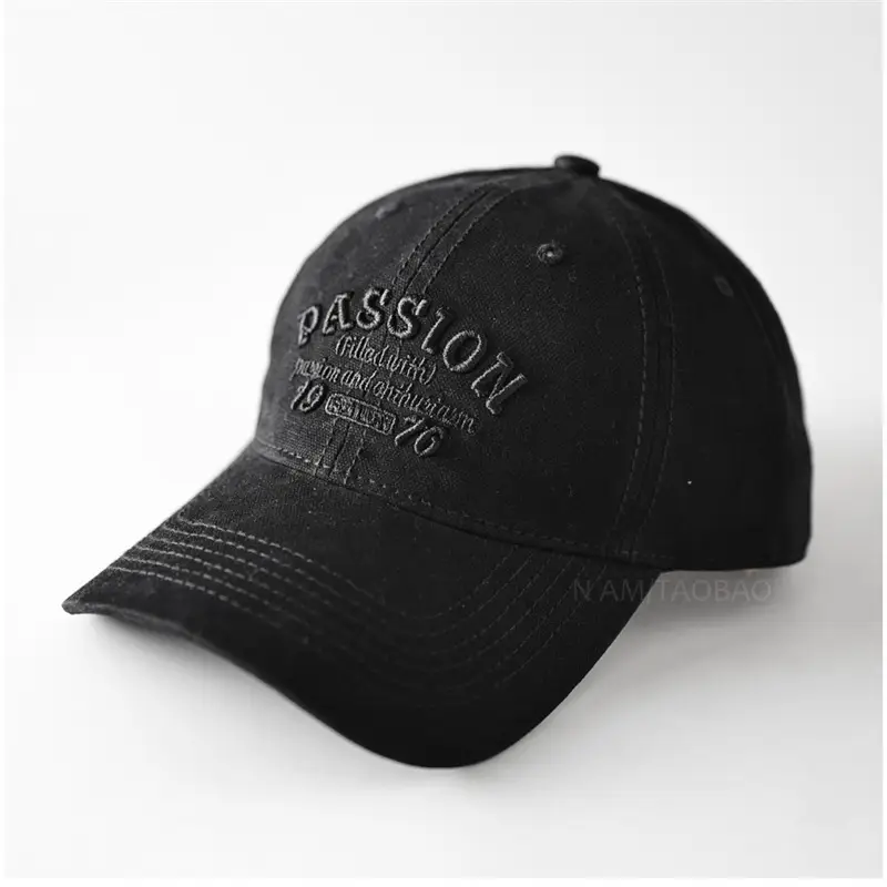 Men Women Embroidered Baseball Cap Black - Image 9
