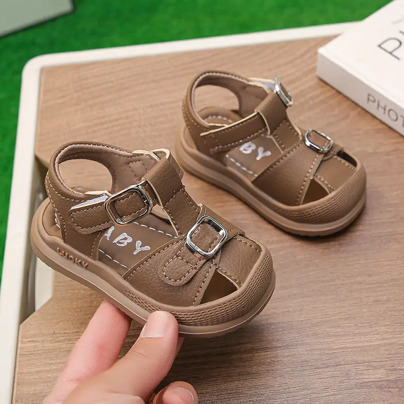 Baby Boy Brown Sandals with Buckle Strap
