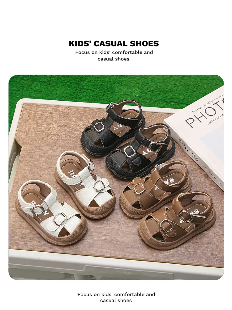 Baby Boy Brown Sandals with Buckle Strap — feature 1