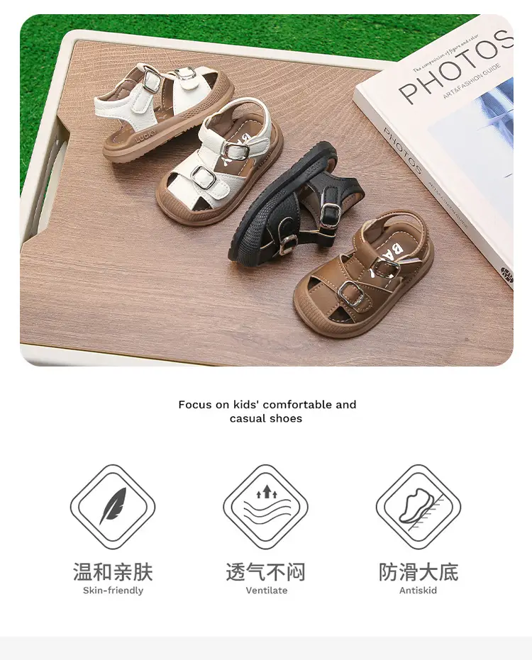 Baby Boy Brown Sandals with Buckle Strap — feature 2