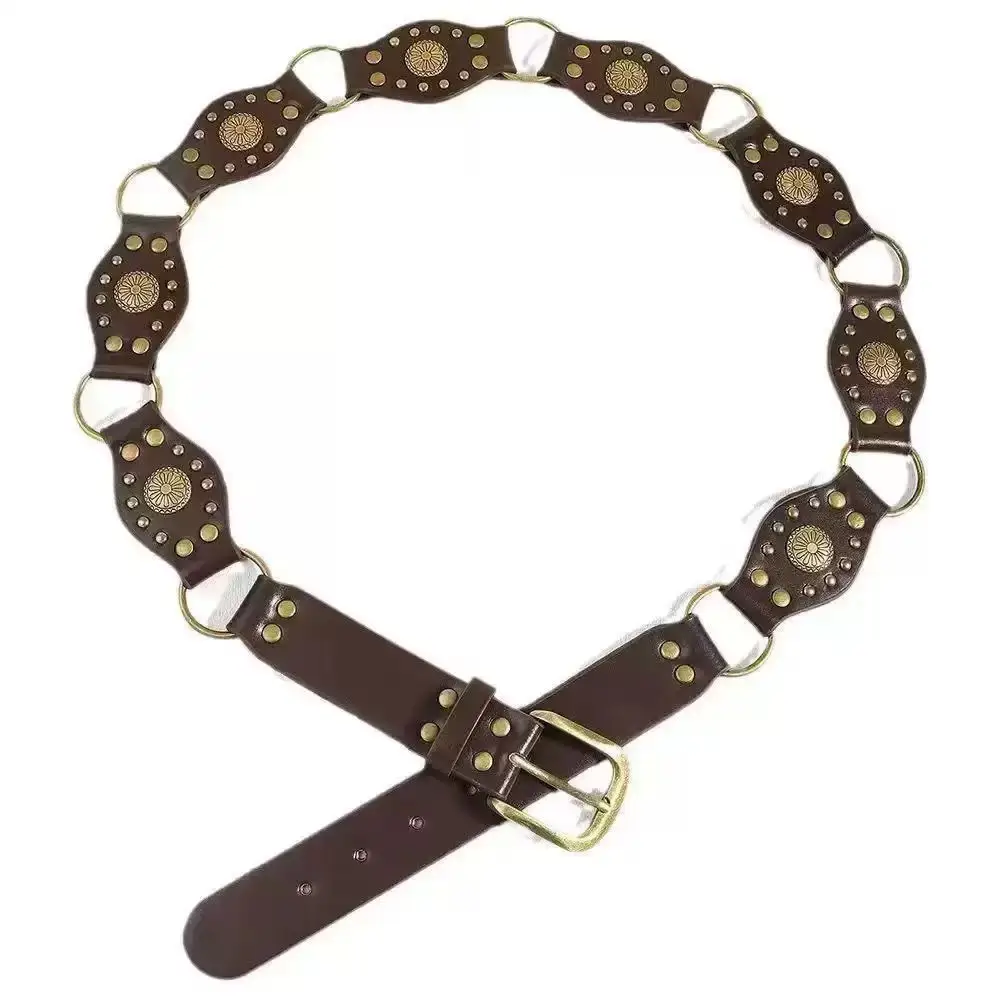 Maillard Belt Bohemian Retro American Brown Belt Waist Chain Accessories Skirt Ethnic Style Girdle Grassland