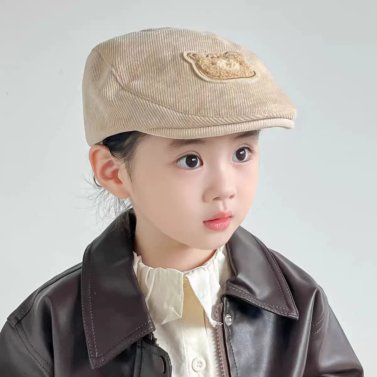 Baby Bear Embroidered Cap Black Autumn Winter - Image 5