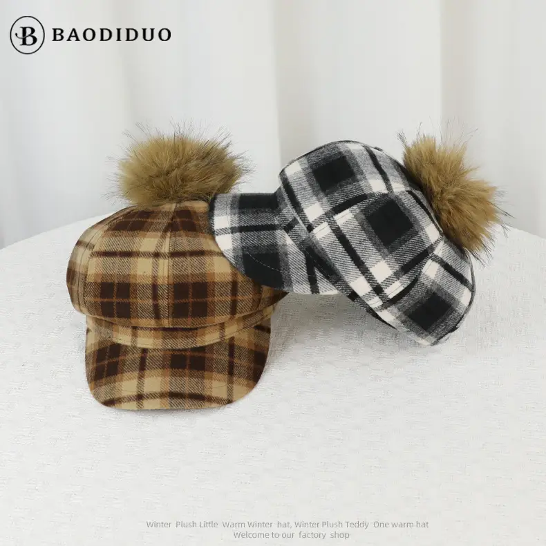 Autumn Winter Plaid Duckbill Hat for Men - Image 7