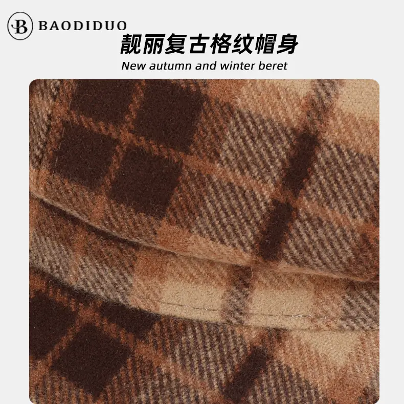 Autumn Winter Plaid Duckbill Hat for Men - Image 9