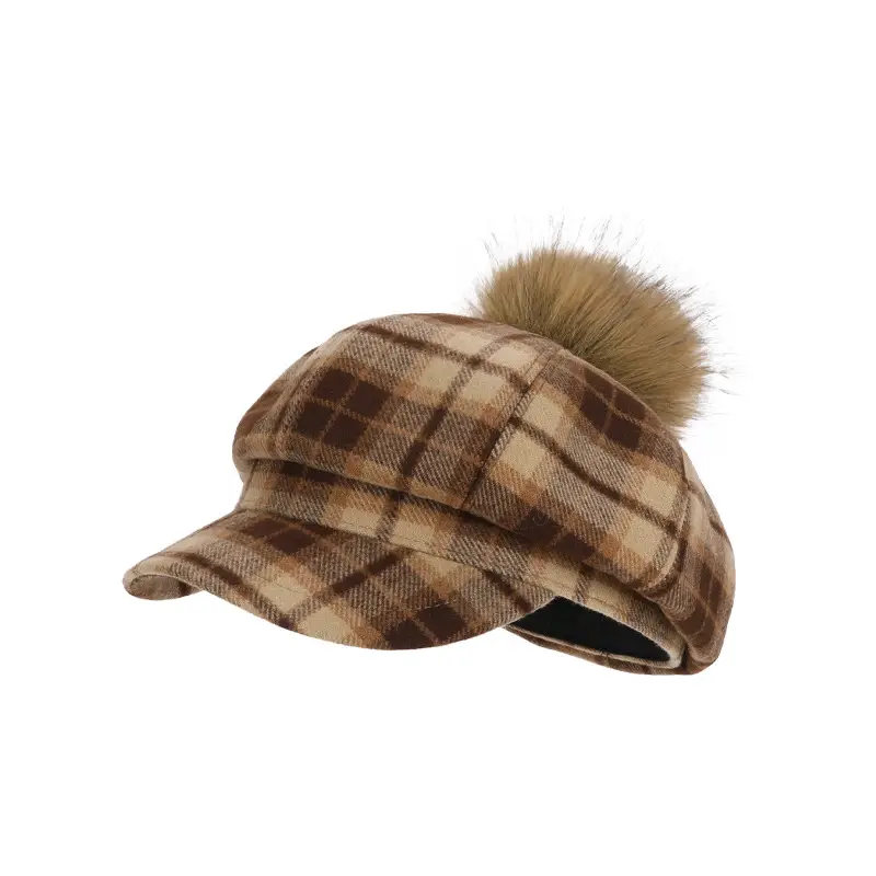 Autumn Winter Plaid Duckbill Hat for Men - Image 10
