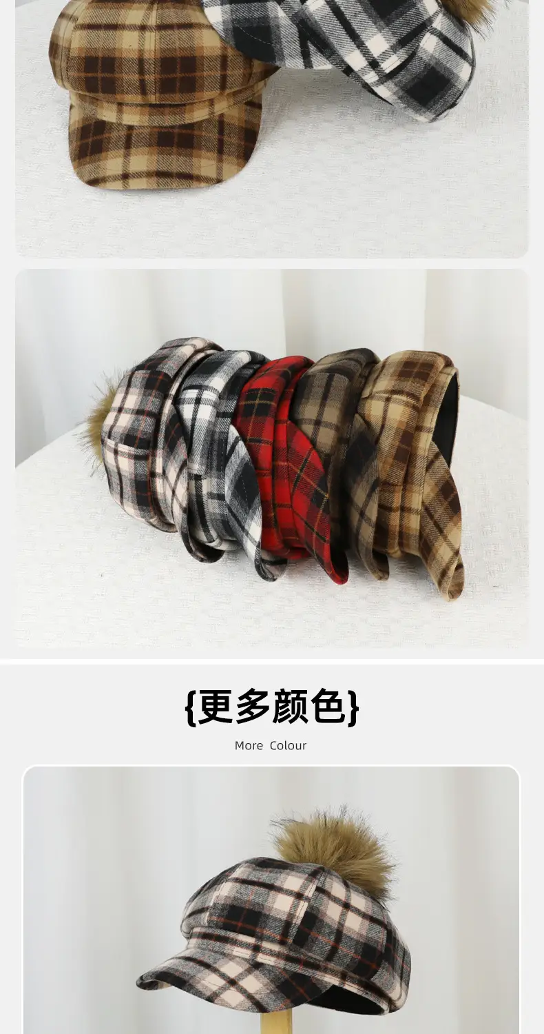 Autumn Winter Plaid Duckbill Hat for Men — feature 6