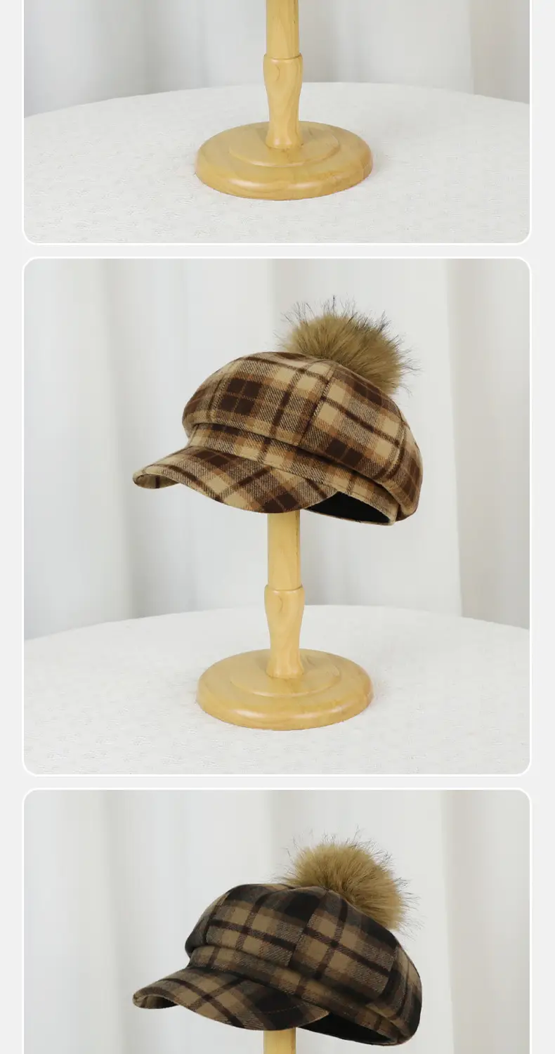 Autumn Winter Plaid Duckbill Hat for Men — feature 7
