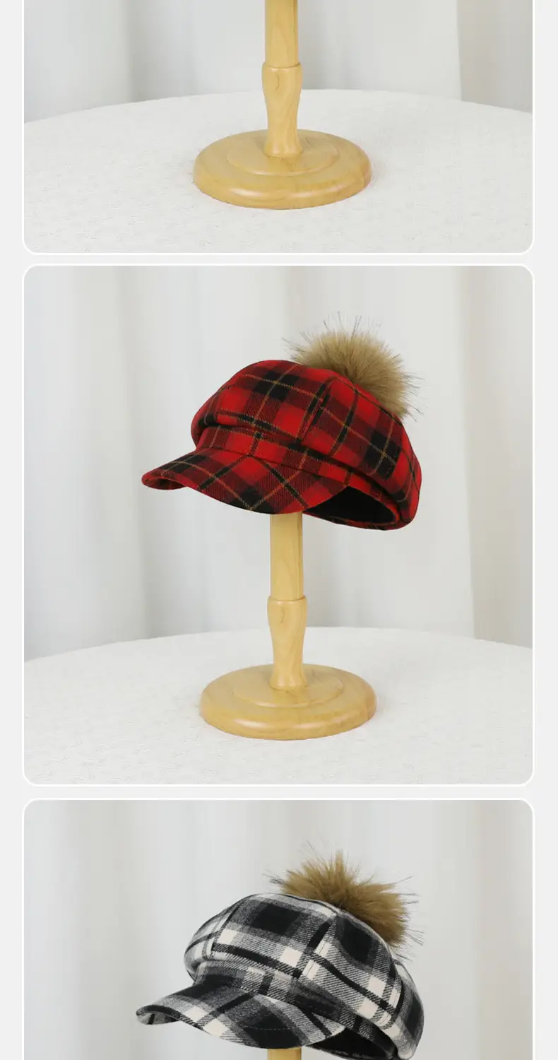 Autumn Winter Plaid Duckbill Hat for Men — feature 8
