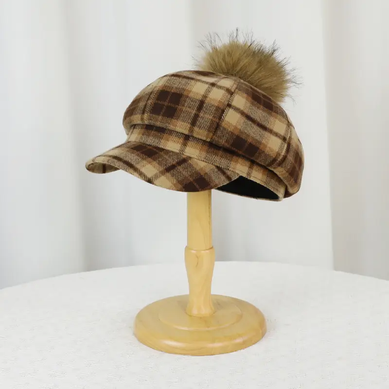 Autumn Winter Plaid Duckbill Hat for Men - Image 2
