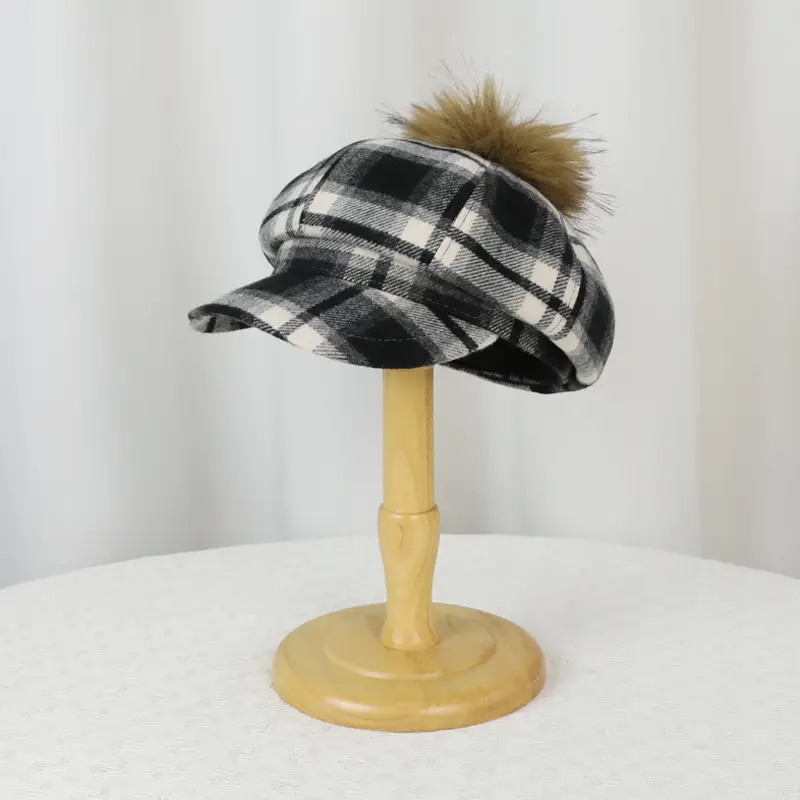 Autumn Winter Plaid Duckbill Hat for Men - Image 4