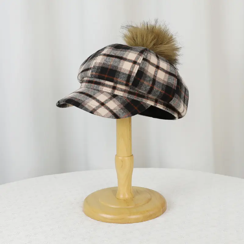 Autumn Winter Plaid Duckbill Hat for Men - Image 5