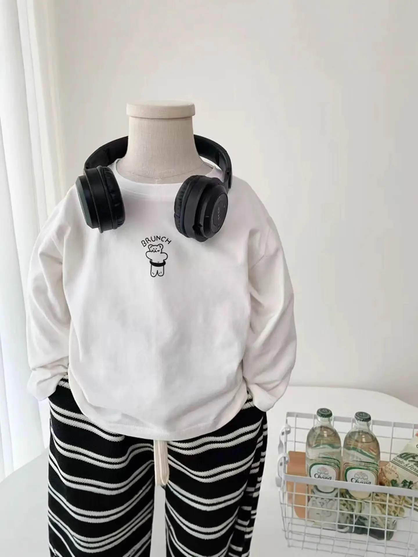 Children Long Sleeve Cotton T-Shirt White Cartoon Baby Bottom - Image 8