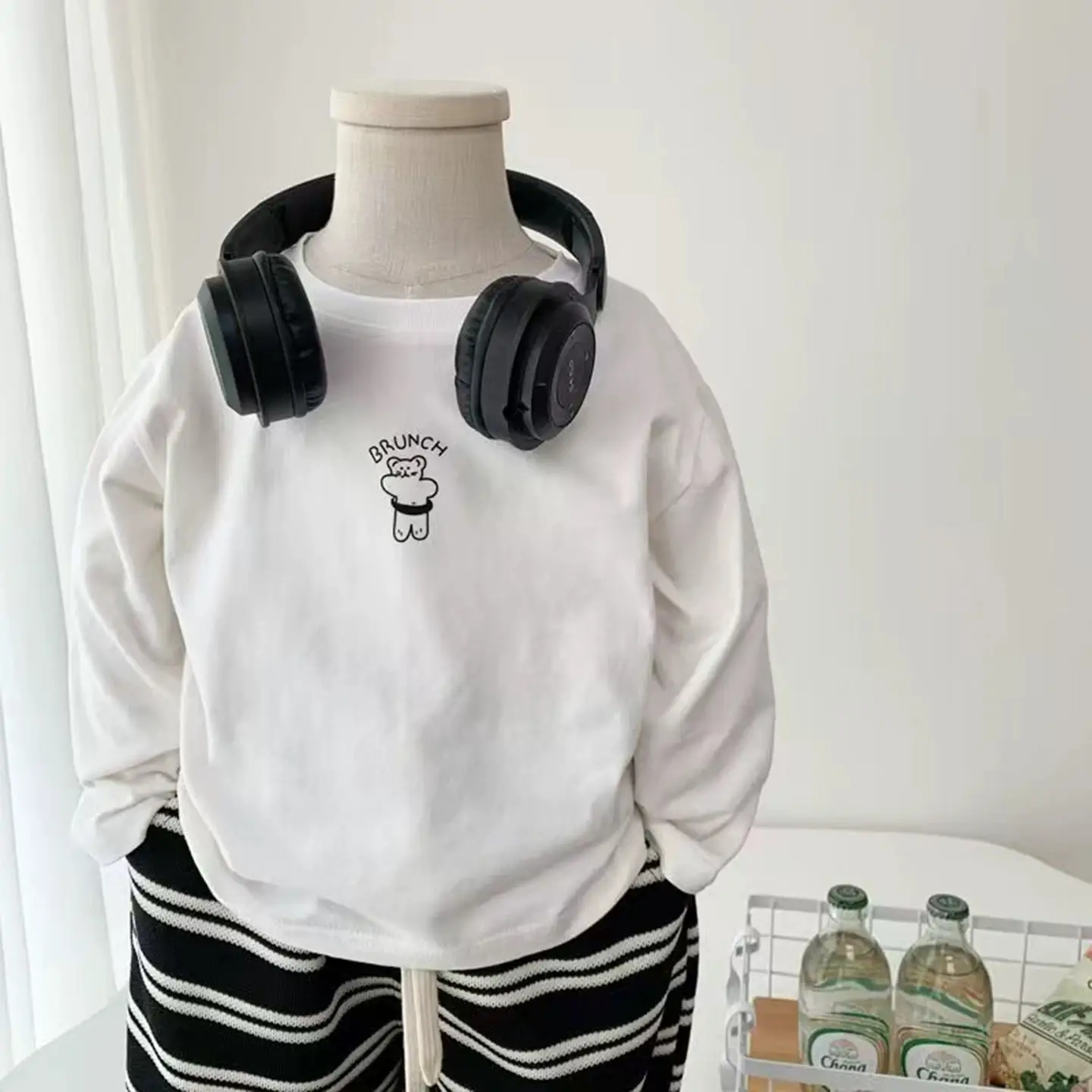 Children Long Sleeve Cotton T-Shirt White Cartoon Baby Bottom - Image 5