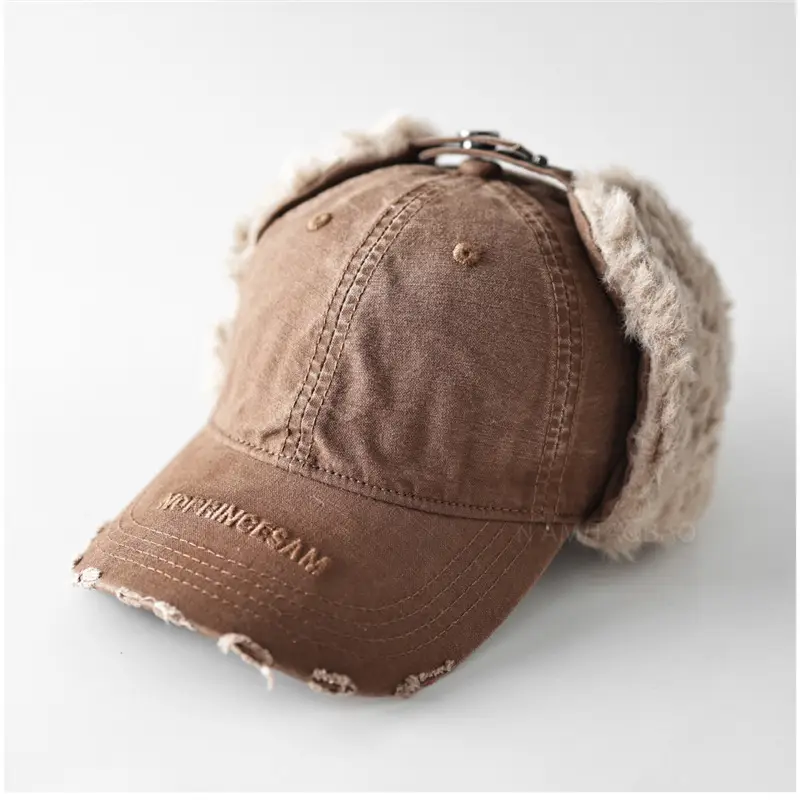 Men Winter Baseball Cap with Letter Embroidery & Ear Fluffy - Image 7