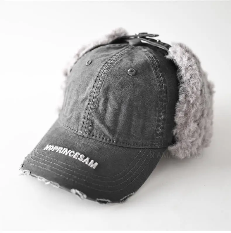 Men Winter Baseball Cap with Letter Embroidery & Ear Fluffy — feature 1