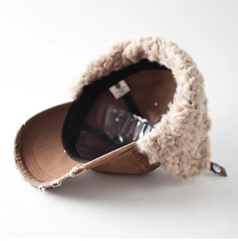 Men Winter Baseball Cap with Letter Embroidery & Ear Fluffy — feature 11