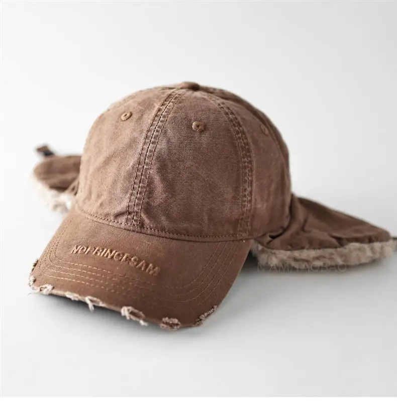 Men Winter Baseball Cap with Letter Embroidery & Ear Fluffy — feature 14