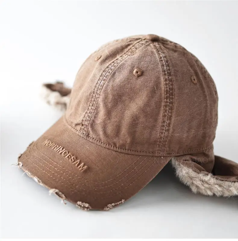 Men Winter Baseball Cap with Letter Embroidery & Ear Fluffy — feature 15
