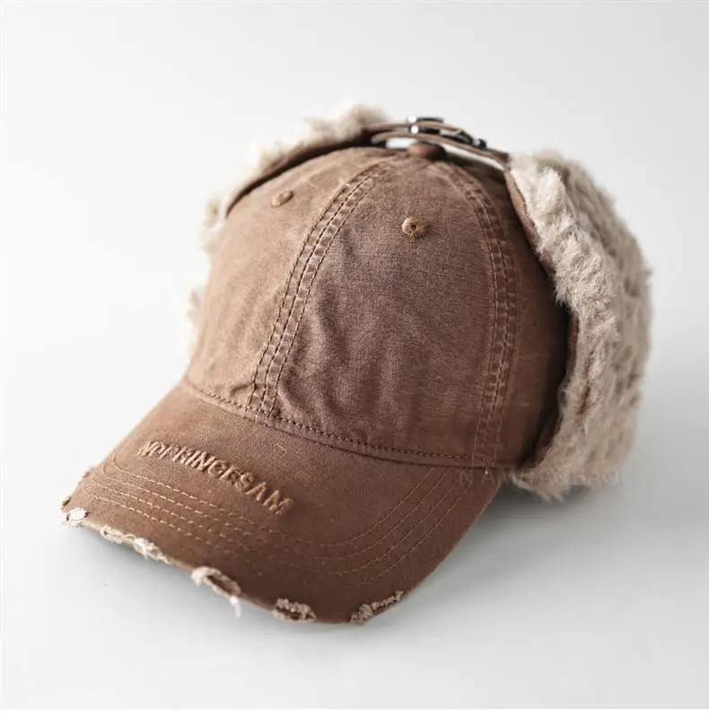 Men Winter Baseball Cap with Letter Embroidery & Ear Fluffy — feature 2