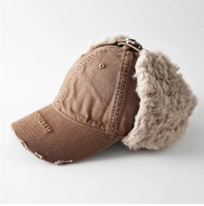 Men Winter Baseball Cap with Letter Embroidery & Ear Fluffy — feature 7