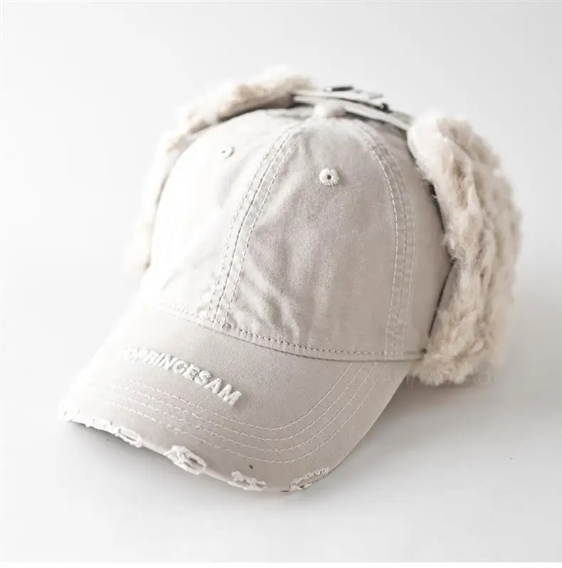 Men Winter Baseball Cap with Letter Embroidery & Ear Fluffy — feature 8