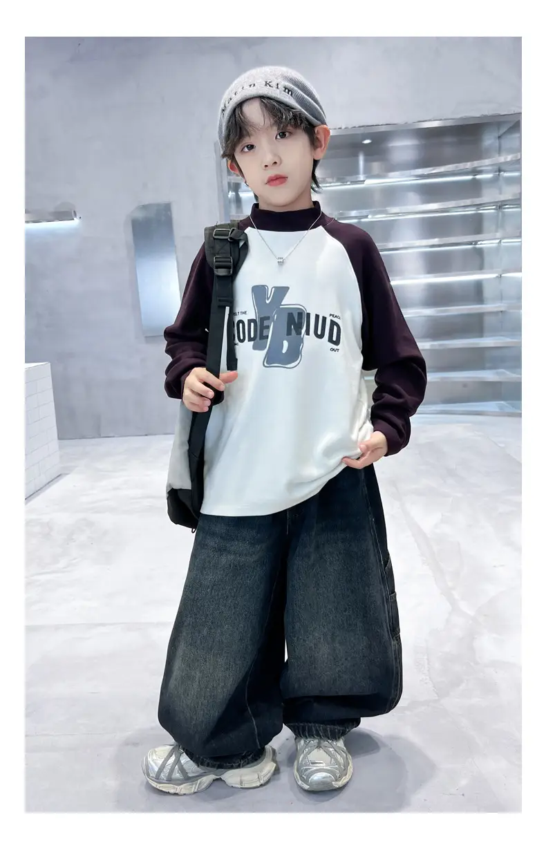 Boys Code Nido Half Turtleneck Shirt Grey Black Winter 2025 — feature 13