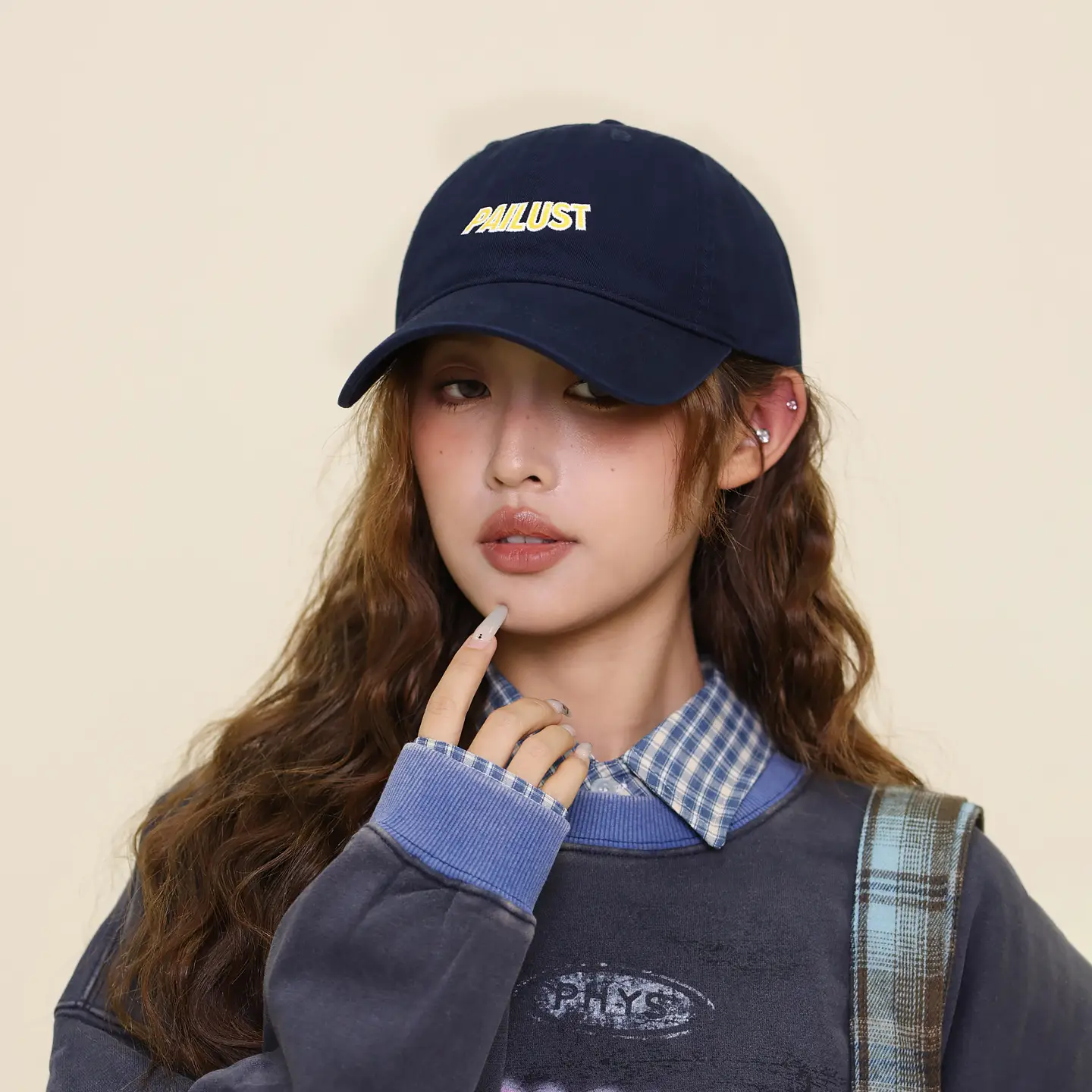 Women Baseball Cap Navy Blue "ALUST" Embroidered