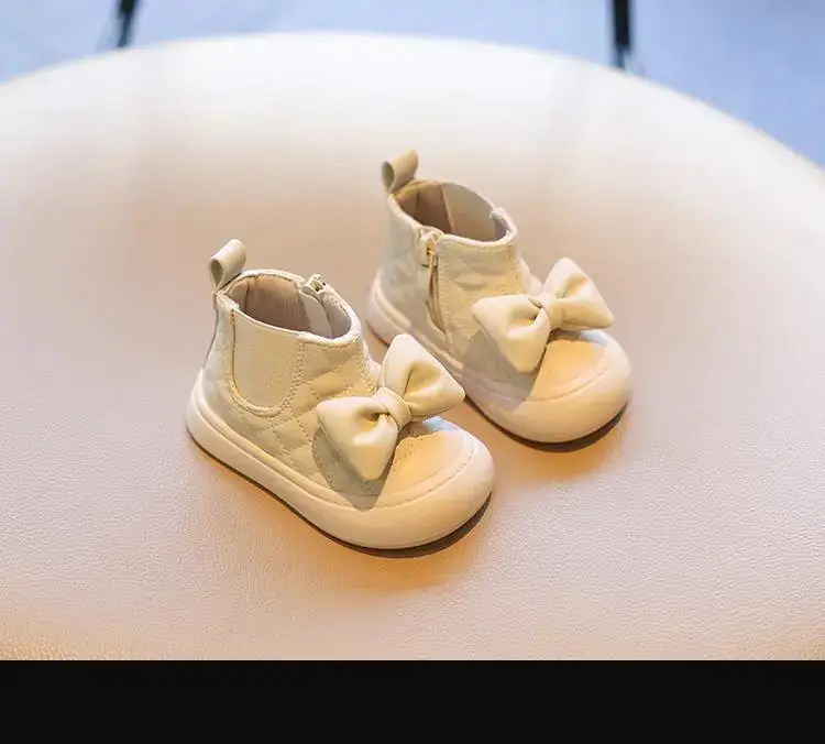 Baby Girl Boots Cream Bow Soft Sole Autumn Winter — feature 9