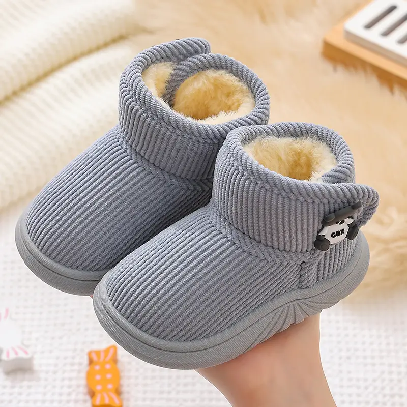 Winter Kids Cotton Slippers Black Princess Heel