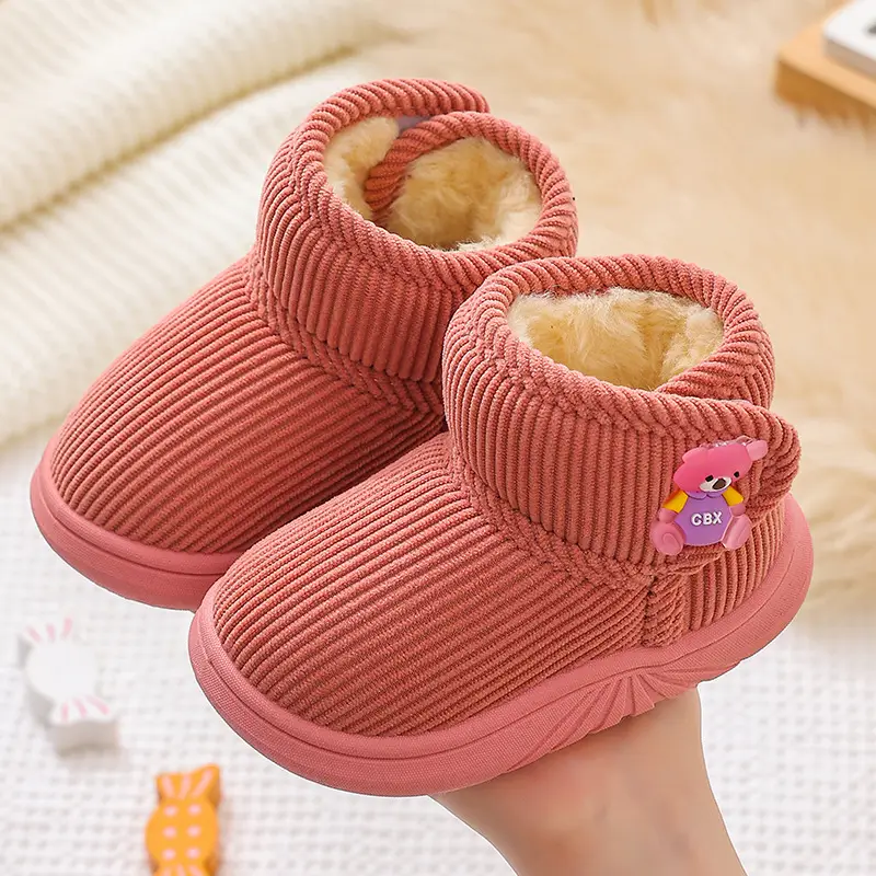 Winter Kids Cotton Slippers Black Princess Heel