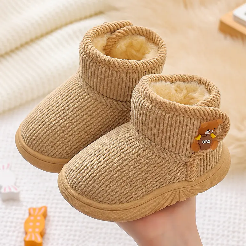 Winter Kids Cotton Slippers Black Princess Heel