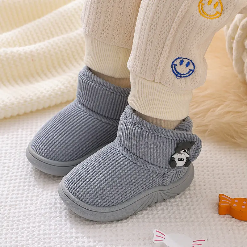 Winter Kids Cotton Slippers Black Princess Heel