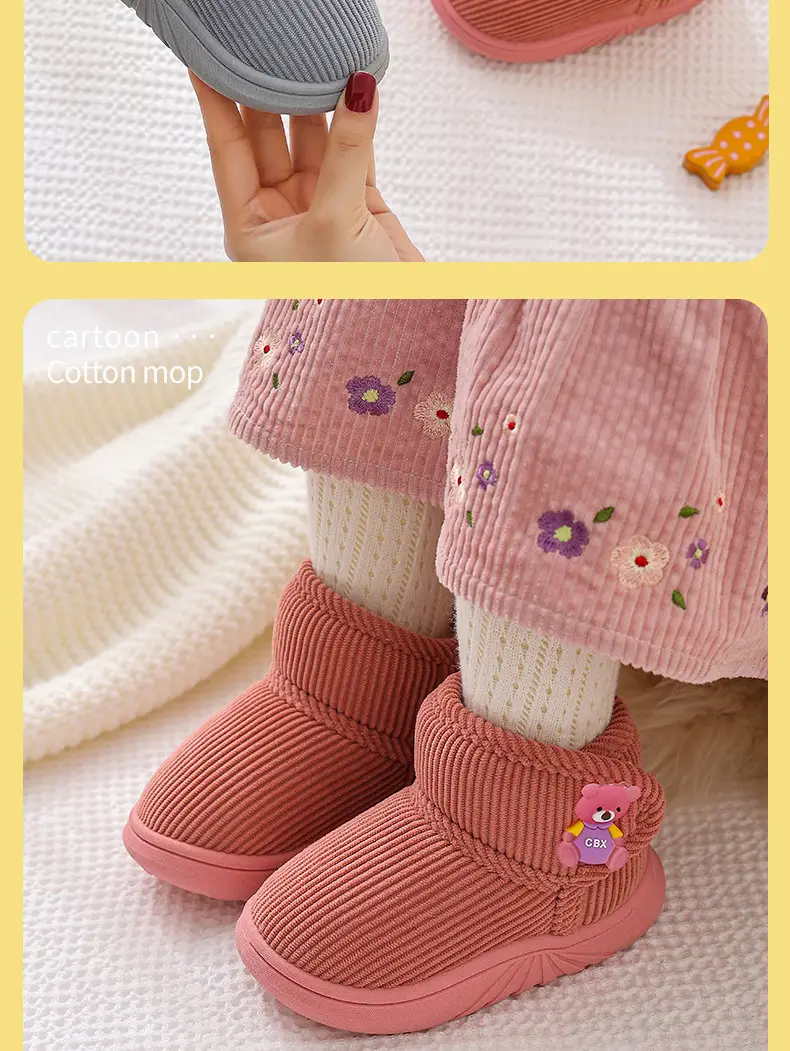 Winter Kids Cotton Slippers Black Princess Heel — feature 13