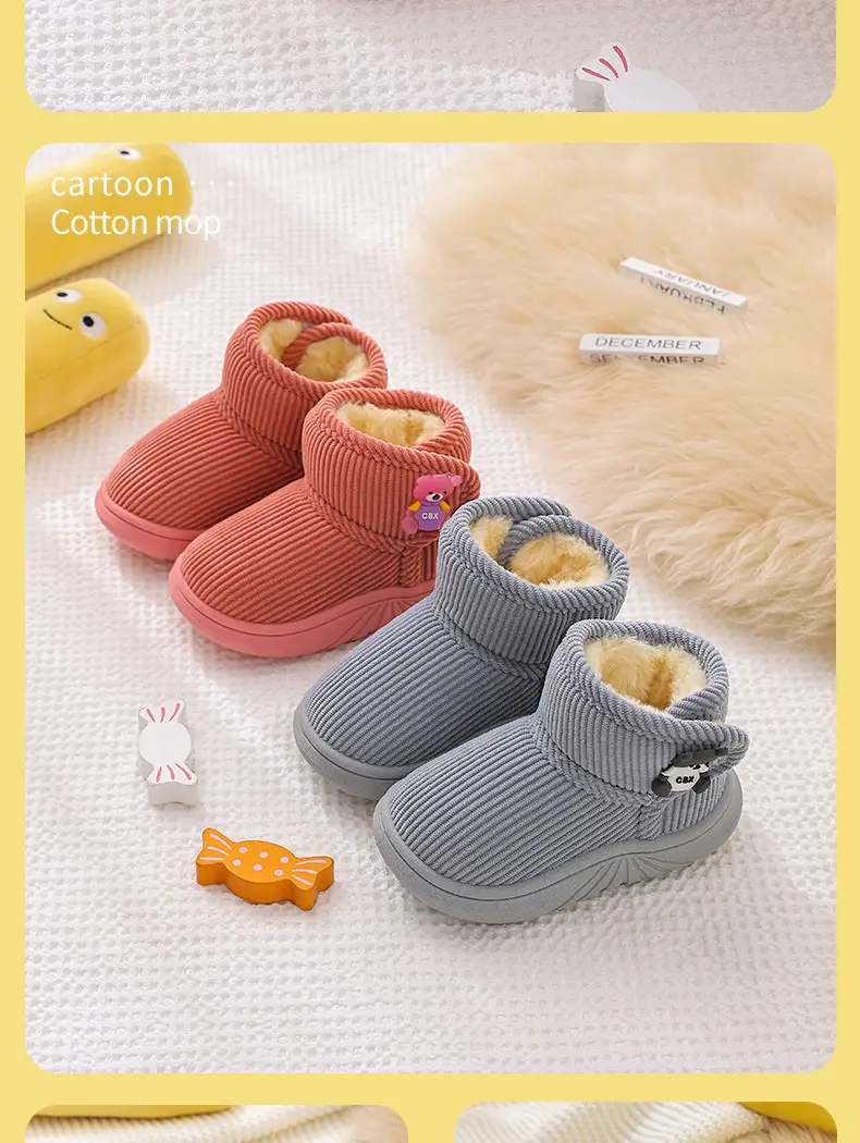 Winter Kids Cotton Slippers Black Princess Heel — feature 14