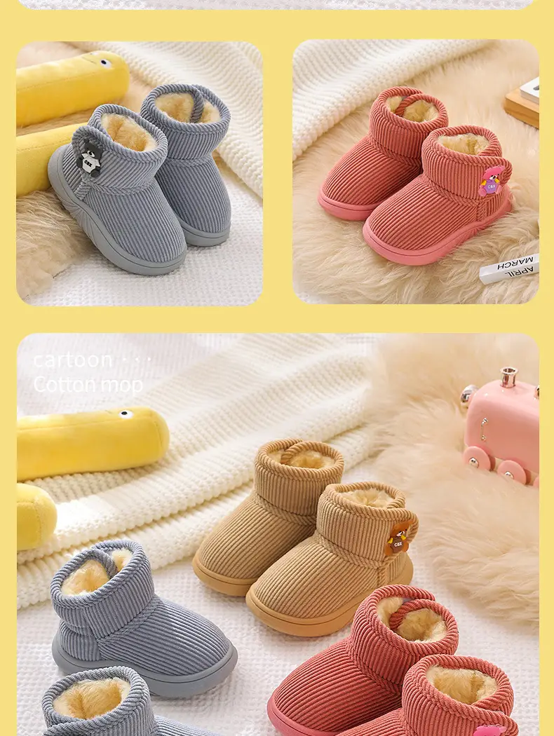 Winter Kids Cotton Slippers Black Princess Heel — feature 17