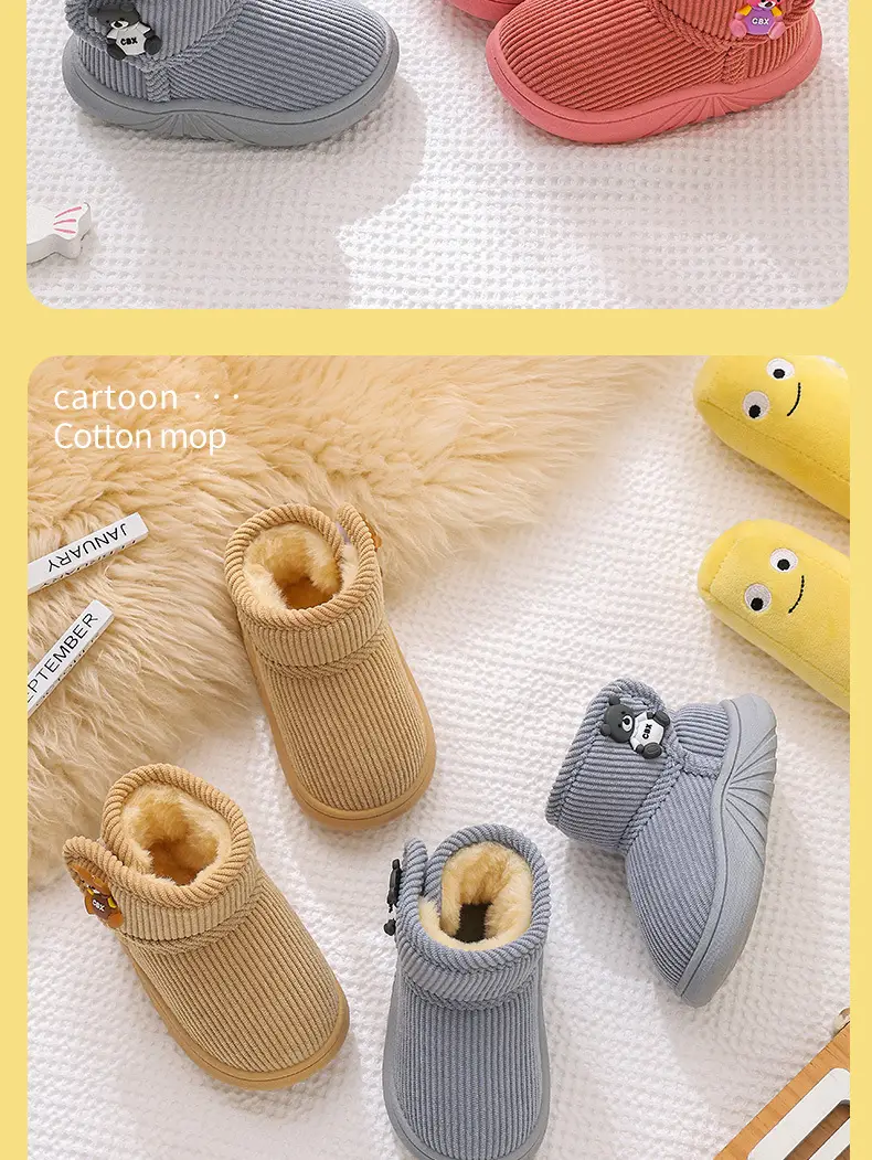 Winter Kids Cotton Slippers Black Princess Heel — feature 18