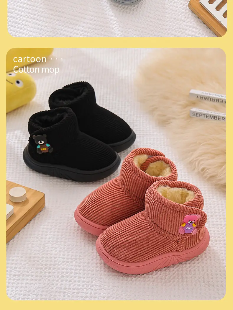 Winter Kids Cotton Slippers Black Princess Heel — feature 19