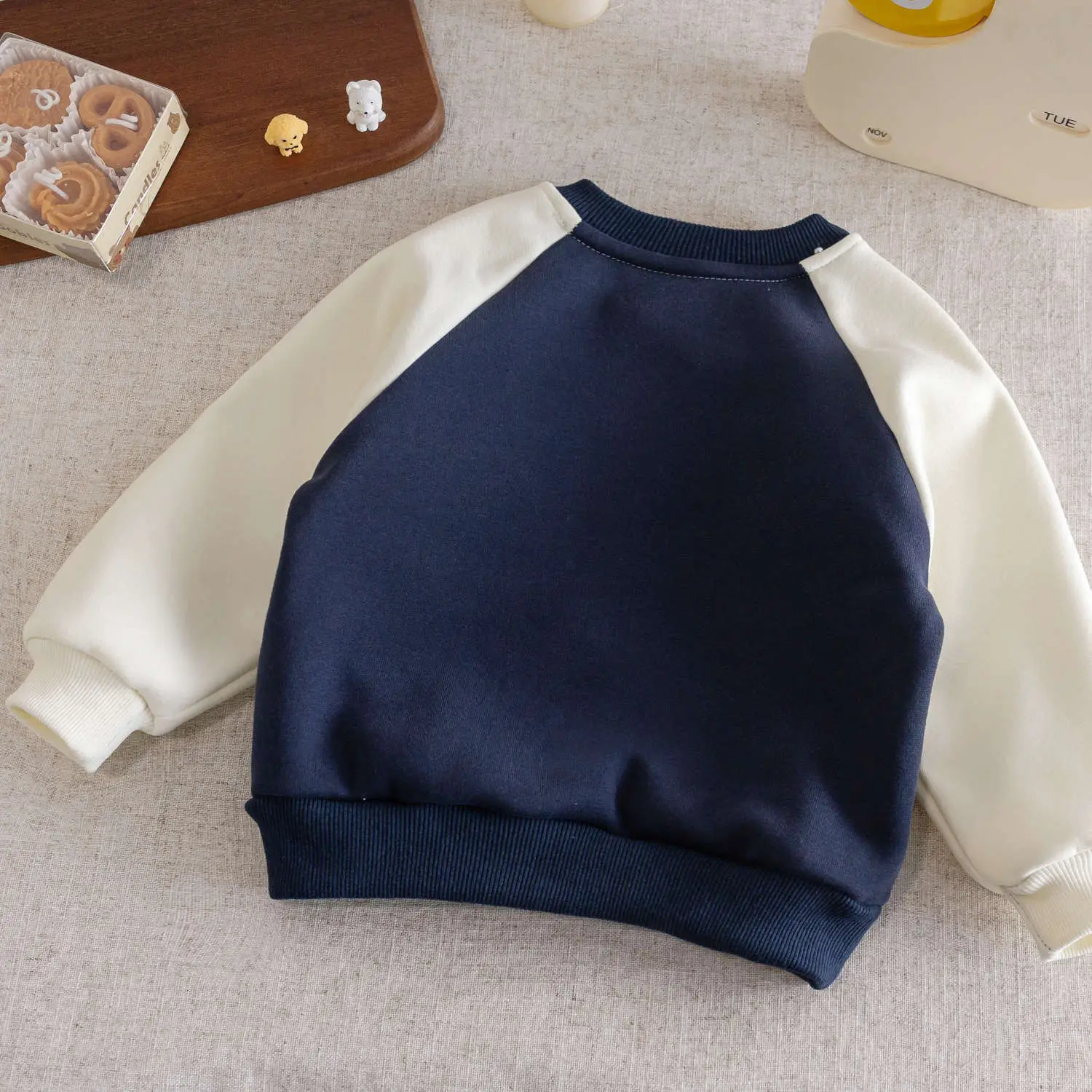 Kids Striped Fleece Sweatshirt Grey Toddler — feature 5