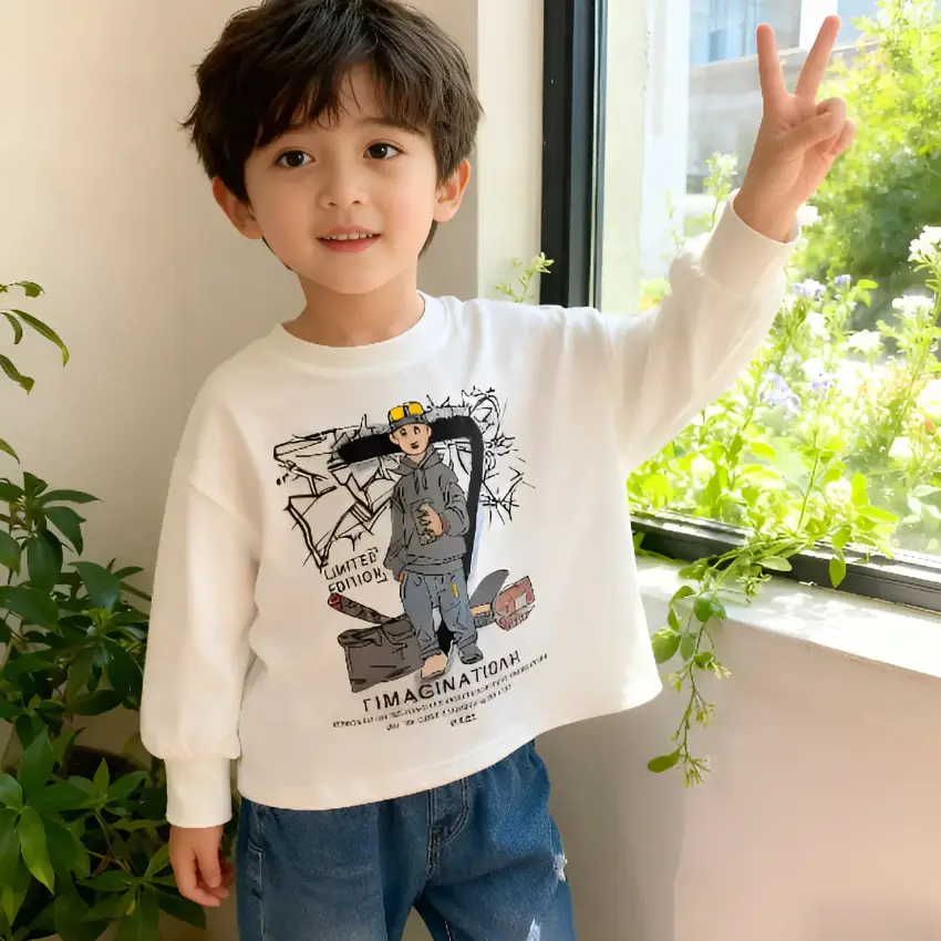 Kids Long Sleeve Graphic T-Shirt Black Cotton Boys 2025 - Image 9