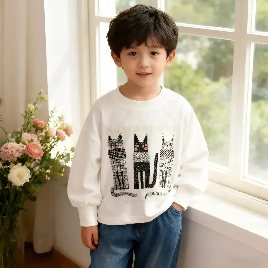 Kids Long Sleeve Graphic T-Shirt Black Cotton Boys 2025 - Image 10