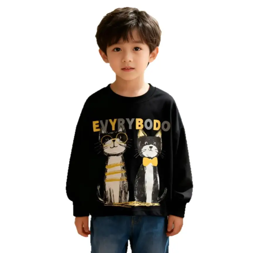 Kids Long Sleeve Graphic T-Shirt Black Cotton Boys 2025 - Image 11