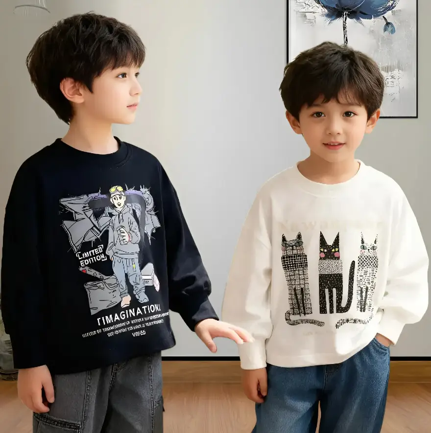 Kids Long Sleeve Graphic T-Shirt Black Cotton Boys 2025 — feature 1