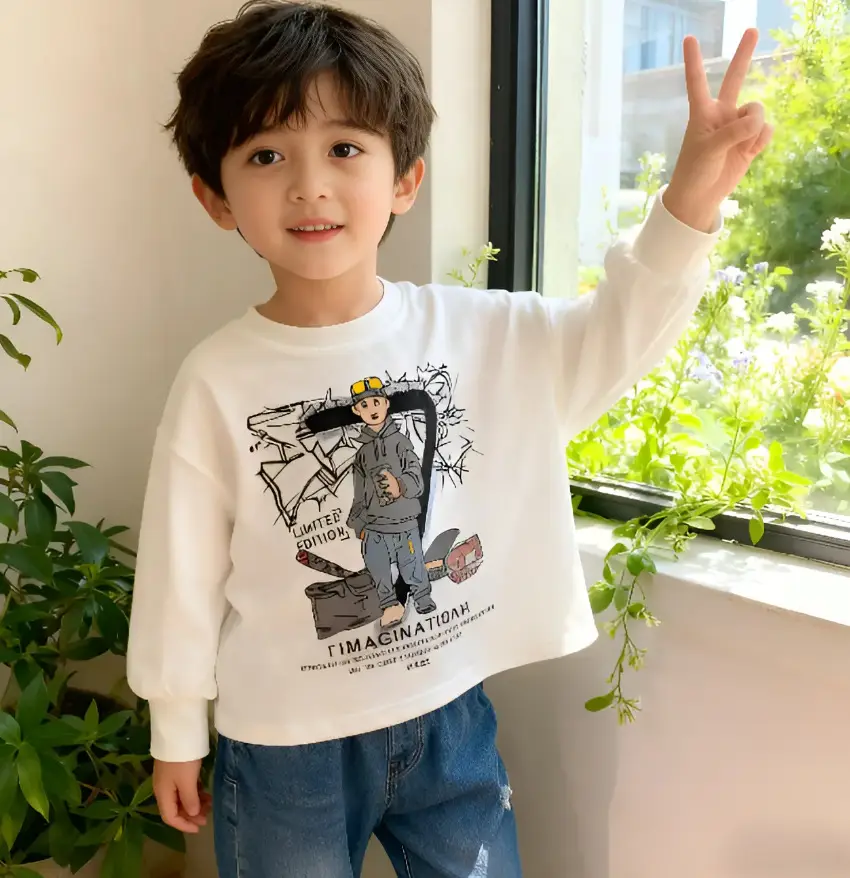 Kids Long Sleeve Graphic T-Shirt Black Cotton Boys 2025 — feature 11